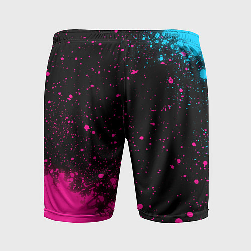 Мужские спортивные шорты Cyberpunk 2077 - neon gradient: надпись, символ / 3D-принт – фото 2