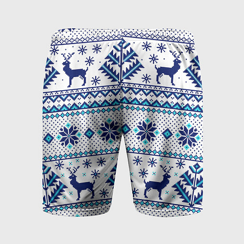 Мужские спортивные шорты Happy new year, blue deer / 3D-принт – фото 2