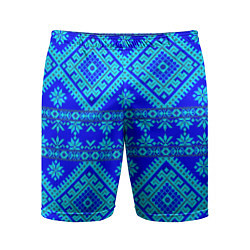 Мужские спортивные шорты Сине-голубые узоры - вышивка