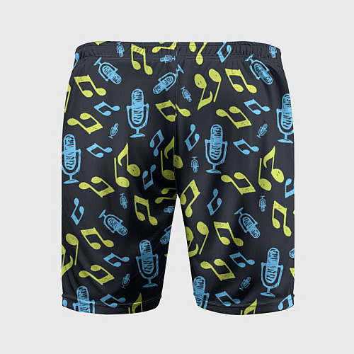 Мужские спортивные шорты Микрофон и ноты / 3D-принт – фото 2