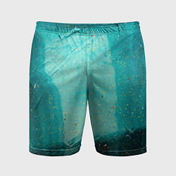 Мужские спортивные шорты Сине-зелёный туман и мазки красок