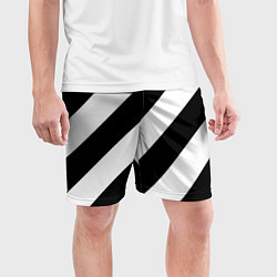 Шорты спортивные мужские Черно-белые полосы, цвет: 3D-принт — фото 2