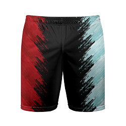Шорты спортивные мужские Красно-бирюзовый разрыв, цвет: 3D-принт