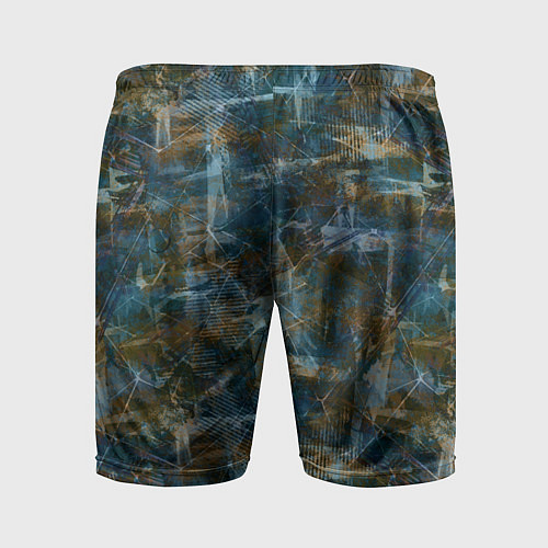 Мужские спортивные шорты Синий и коричневый абстрактный гранжевый / 3D-принт – фото 2
