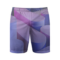 Шорты спортивные мужские Абстрактные фиолетовые прямоугольники со скругленн, цвет: 3D-принт