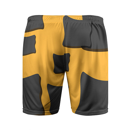 Мужские спортивные шорты Оранжевая абстракция и тёмные фигуры / 3D-принт – фото 2