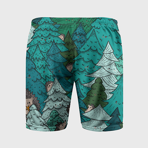 Мужские спортивные шорты Ежи в еловом лесу / 3D-принт – фото 2