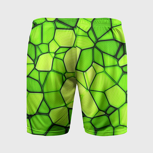 Мужские спортивные шорты Неоновые салатовые осколки / 3D-принт – фото 2