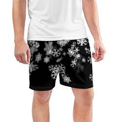 Шорты спортивные мужские Белые снежинки, цвет: 3D-принт — фото 2