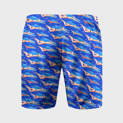 Мужские спортивные шорты Плывущие девушки на синем / 3D-принт – фото 2