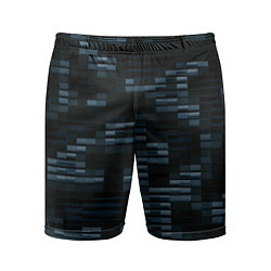 Шорты спортивные мужские Чёрные и синие блоки во тьме, цвет: 3D-принт