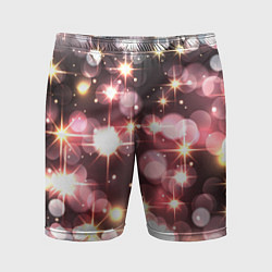 Мужские спортивные шорты Сияние розовых и золотых блесток на черном фоне
