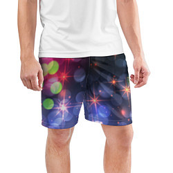 Шорты спортивные мужские Поп арт неоновые звезды космического неба, цвет: 3D-принт — фото 2