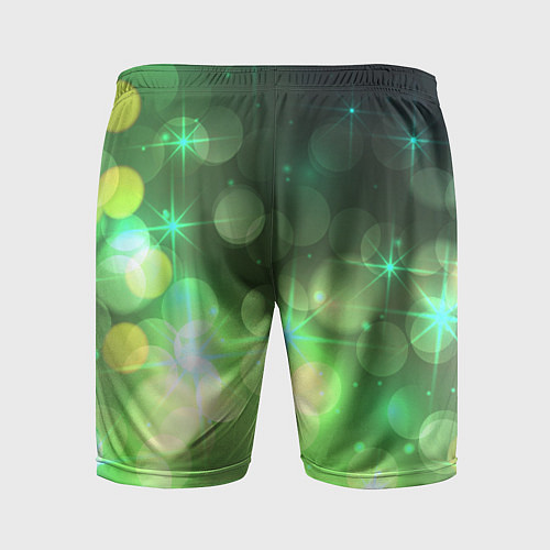 Мужские спортивные шорты Неоновый зеленый блеск и черный фон / 3D-принт – фото 2