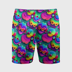 Мужские спортивные шорты Паттерн Маленькие Монстры неон