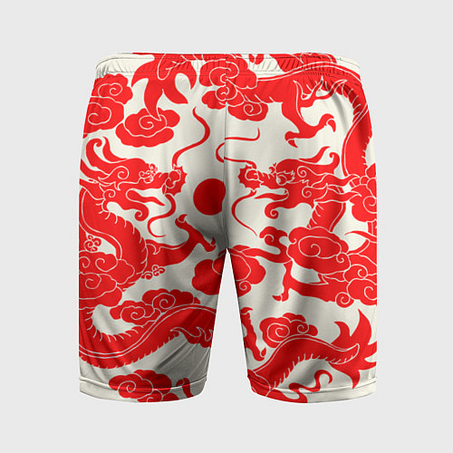 Мужские спортивные шорты Японские красные драконы / 3D-принт – фото 2