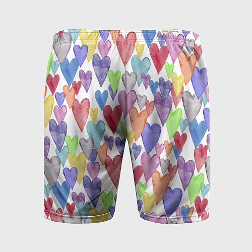 Мужские спортивные шорты Разноцветные сердечки Калейдоскоп / 3D-принт – фото 2