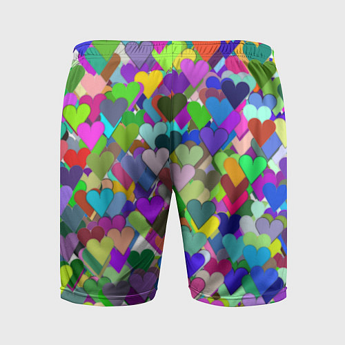 Мужские спортивные шорты Орнамент из разноцветных сердечек - валентинка / 3D-принт – фото 2