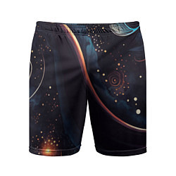 Мужские спортивные шорты Космическая абстракция в теплых темно-синих тонах