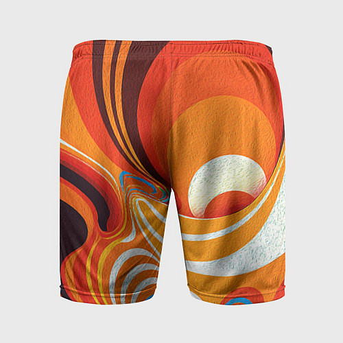 Мужские спортивные шорты Текучая краская в ярких оранжевых цветах / 3D-принт – фото 2