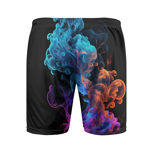 Мужские спортивные шорты Неоновый цветной дым на черном фоне / 3D-принт – фото 2