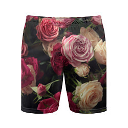 Шорты спортивные мужские Нежные кустовые розы, цвет: 3D-принт