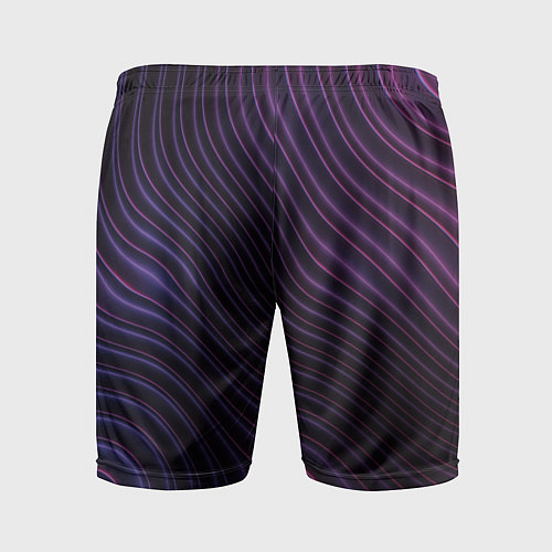 Мужские спортивные шорты Фиолетово-синяя волнообразная абстракция / 3D-принт – фото 2