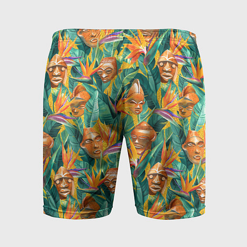 Мужские спортивные шорты Африканские маски в джунглях / 3D-принт – фото 2