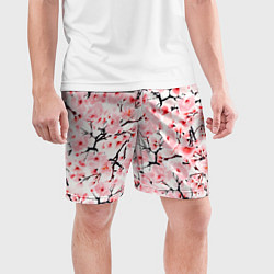 Шорты спортивные мужские Цветущая сакура: арт нейросети, цвет: 3D-принт — фото 2