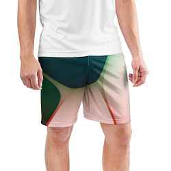 Шорты спортивные мужские Абстрактные зелёные и розовые пластины, цвет: 3D-принт — фото 2