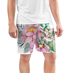 Шорты спортивные мужские Пастельные цветы - посередине, цвет: 3D-принт — фото 2