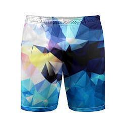 Шорты спортивные мужские Polygon blue abstract collection, цвет: 3D-принт