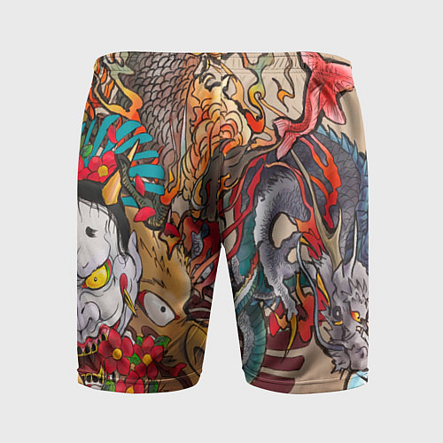 Мужские спортивные шорты Иредзуми: демон и дракон / 3D-принт – фото 2
