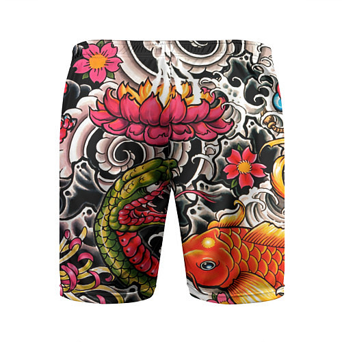 Мужские спортивные шорты Иредзуми: цветущий лотос / 3D-принт – фото 2