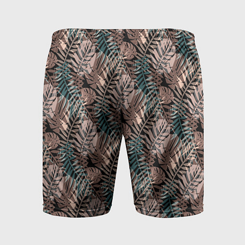 Мужские спортивные шорты Тропический коричнево серый узор / 3D-принт – фото 2