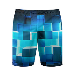 Шорты спортивные мужские Неоновые кубы с подсветкой, цвет: 3D-принт