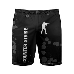 Шорты спортивные мужские Counter Strike glitch на темном фоне: надпись, сим, цвет: 3D-принт