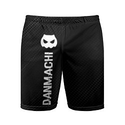 Мужские спортивные шорты DanMachi glitch на темном фоне: по-вертикали