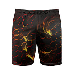 Шорты спортивные мужские Огненные объемные плитки, цвет: 3D-принт