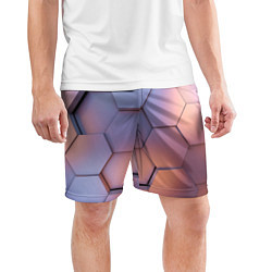 Шорты спортивные мужские Металлические шестиугольники, цвет: 3D-принт — фото 2