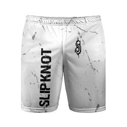 Шорты спортивные мужские Slipknot glitch на светлом фоне: надпись, символ, цвет: 3D-принт