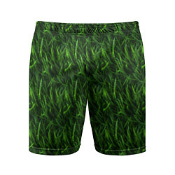 Шорты спортивные мужские Сочный узор из зеленой травки, цвет: 3D-принт