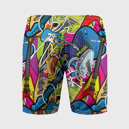 Мужские спортивные шорты Guitars - pop art pattern / 3D-принт – фото 2