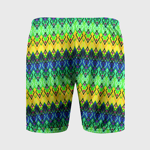Мужские спортивные шорты Разноцветный желто-синий геометрический орнамент / 3D-принт – фото 2