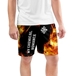 Шорты спортивные мужские My Chemical Romance и пылающий огонь, цвет: 3D-принт — фото 2