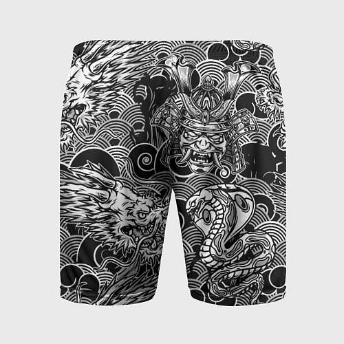 Мужские спортивные шорты Татуировки самурая / 3D-принт – фото 2