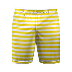 Шорты спортивные мужские Светло-желтые полосы, цвет: 3D-принт