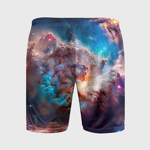 Мужские спортивные шорты Небула в космосе в голубо-розовых тонах - нейронна / 3D-принт – фото 2