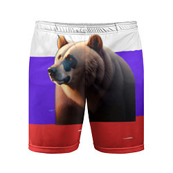 Мужские спортивные шорты Медведь на флаге России