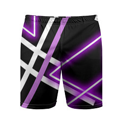 Мужские спортивные шорты Фиолетовые полоски с неоном